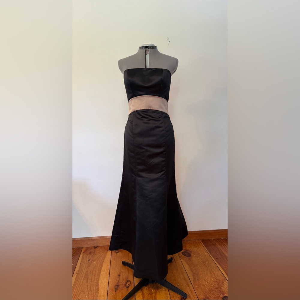 Bill Levkoff Black and Gold Maxi Trumpet Dress